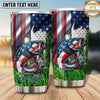 Maxcorners Fishing Tumbler Patriotic Flag Grass Design Personalized Name Tumbler (13 Species)
