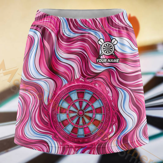 Maxcorners Darts Pink Marble Swirl Dartboard Personalized 3D Skort, Skirts With Shorts