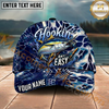 Maxcorners Fishing Hookin Adventure Blue Hexagon Multi Options Personalized Name 3D Cap (11 Fish Species)