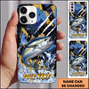 Maxcorners Blue Gold Paint Splash Personalized Name Phone Case (13 Fish Species)