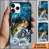 Maxcorners Blue Marble Hexagon Water Splash Personalized Name Phone Case (13 Fish Species)