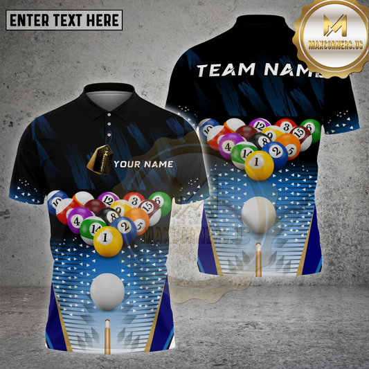 Maxcorners Billiards Shirt Full Rack Break Shot Multi options Personalized Name, Team Name Unisex 3D Shirt (4 Colors)