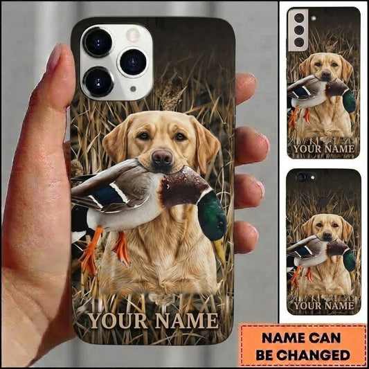 Maxcorners Hunting Yellow Lab Duck Marsh Customized Name Phone Case