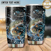 Maxcorners Fishing Tumbler Black Aqua Cracked Ice Design Personalized Name Tumbler (13 Species)
