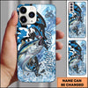 Maxcorners Blue White Camo Graphic Personalized Name Phone Case (13 Fish Species)