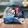 Maxcorners Fishing Largemouth Bass USA Flag Custom Name Personalized Cap (12 Fish Species)