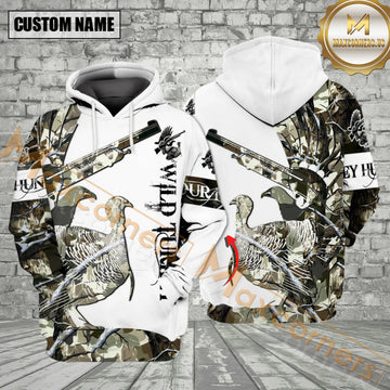 Maxcorners Custom Name Wild Turkey Hunting All Over Print Shirt 3D Best Gift For Hunter