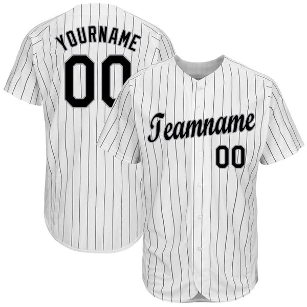 Maxcorners Custom White Black Pinstripe Black-Gray Baseball Jersey
 LM0609