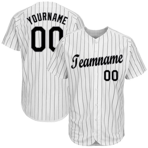 Maxcorners Custom White Black Pinstripe Black-Gray Baseball Jersey
 LM0609