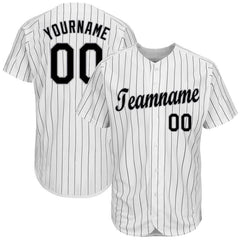Maxcorners Custom White Black Pinstripe Black-Gray Baseball Jersey
 LM0609