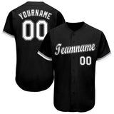 Maxcorners Custom Black White-Gray Baseball Jersey
 LM0609