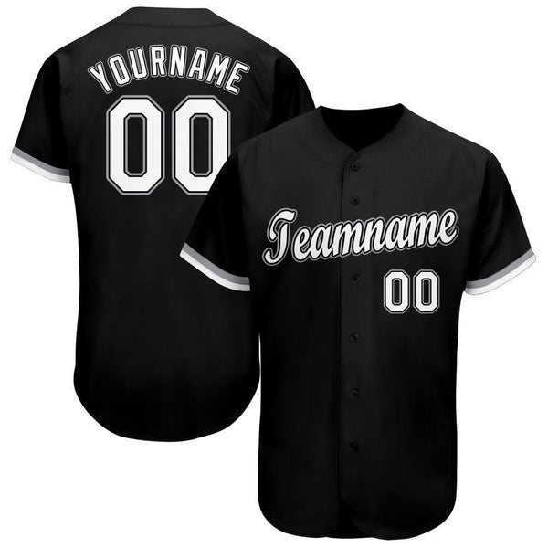 Maxcorners Custom Black White-Gray Baseball Jersey
 LM0609