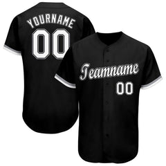 Maxcorners Custom Black White-Gray Baseball Jersey LM0609
