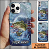 Maxcorners Fishing Ocean Wave Patriotic Camouflage Personalized Name Phone Case (10 Fish Species)