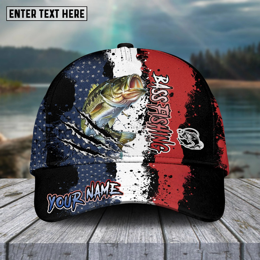 Maxcorners Fishing Paint Scratch American Flag Pattern Sport Pattern Personalized Name 3D Cap (11 Breeds)