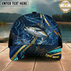 Maxcorners Fishing Luxury Gold Stripe Water Splash Design Personalized Name Classic 3D Cap (9 Breeds)