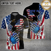 Maxcorners Bowling Shirt USA Blue Strike Explosion Multi Options Personalized Name, Team Name 3D Shirt