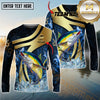 Maxcorners Fishing Luxury Gold Wave Water Splash Design Personalized Name, Team Name Long Sleeve Shirt (9 Breeds)