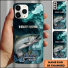 Maxcorners Geometric Blue Ripple Custom Name Fishing Phone Case