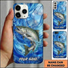 Maxcorners Fishing Blue Liquid Wave Customized Name 3D Phone Case