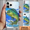 Maxcorners Fishing Water Splash Blue Pop Art Personalized Name Phone Case (10 Fish Species)