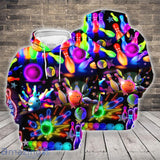 Maxcorners Colourful Bowling Neon Light 3D Shirt