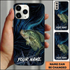 Maxcorners Deep Blue Swirl Compass Art Custom Name Fishing Phone Case