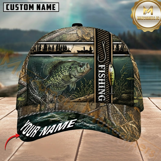 Maxcorners Fishing Patriotic Camo Flag Customized Name 3D Cap