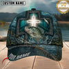 Maxcorners Fishing Glowing Cross Barbed Wire Teal Water Customized Name 3D Cap