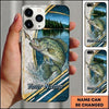 Maxcorners Lakeside Splash Geometric Stripes Custom Name Fishing Phone Case
