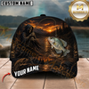 Maxcorners Fishing Grim Reaper Sunset Lake Skull Artwork Customized Name 3D Cap