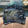 Maxcorners Fishing Blue Digital Camo Lake Splash Customized Name 3D Cap