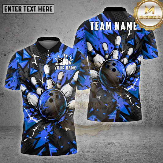 Maxcorners Bowling Pin Burst Geometric Multiple Options Personalized Name, Team Name 3D Shirt