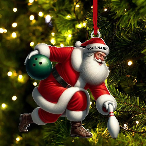 Maxcorners Custom Name Bowling Santa Ornament, Bowling Lover Christmas Gift