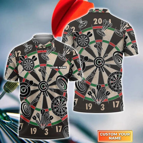 Maxcorners Customized Name Darts Polo Shirt, Dartboard, Personalized Name Polo Shirt