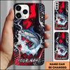 Maxcorners Fishing Red Black Abstract Lightning Splash Personalized Name Phone Case (10 Fish Species)