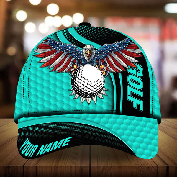 Maxcorners Golf Premium Eagle And Golf Personalized Name All Over Printed Cap