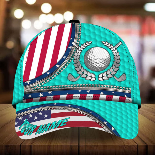 Maxcorners Golf Premium Metal Ball Art Personalized Name All Over Printed Cap