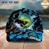 Maxcorners  Fishing Geometric Splash Dark Blue Pattern Personalized Name Classic 3D Cap (9 Breeds)