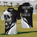 Maxcorners I Was One Under Today Skull Golf Polo Shirt, Golfing Apparel, Mens Golf Gift