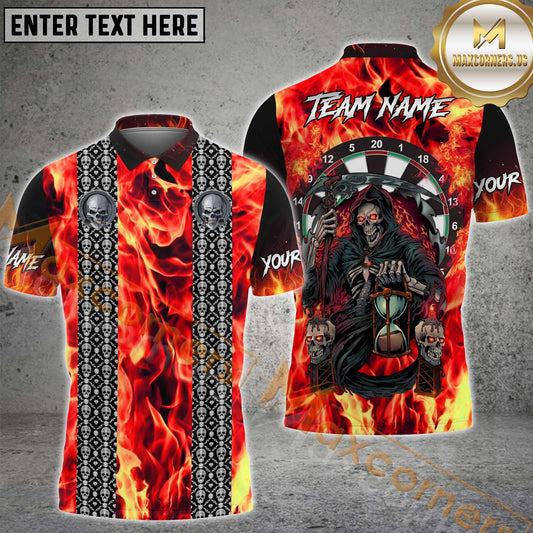 Maxcorners Fiery Grim Reaper & Dartboard Darts Jersey Multicolor Options Personalized Name, Team Name 3D Shirt (4 Colors)