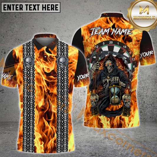 Maxcorners Fiery Grim Reaper & Dartboard Darts Jersey Multicolor Options Personalized Name, Team Name 3D Shirt (4 Colors)