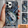 Maxcorners Fishing Dark Hexagon Pattern Dynamic Splash Personalized Name Phone Case (10 Fish Species)