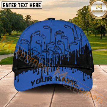 Maxcorners Golf Blue Paint Drip Personalized Cap