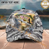 Maxcorners Fishing Gray Camo Sunset Angler Personalized Name 3D Cap (12 Fish Species)