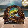 Maxcorners Fishing Lava Fire Rock Water Splash Personalized Name 3D Cap (12 Fish Species)