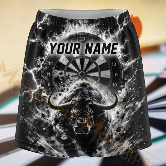 Maxcorners Darts Black White Wolf Smoke Dartboard Personalized 3D Skort, Skirts With Shorts