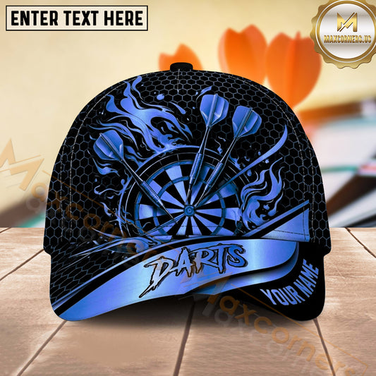 Maxcorners Darts Flaming Dartboard Honeycomb Personalized Name 3D Classic Cap