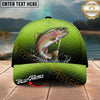 Maxcorners Fishing Lime Green Scale Personalized Name 3D Cap (12 Fish Species)