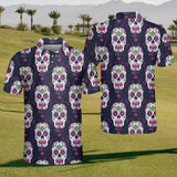 Maxcorners Day Of The Dead Mens Golf Polo Shirt, Mens Golf Gift, Mens Golf Shirt